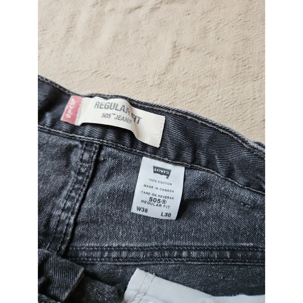 Levis 505 Black Jeans 38x30‎ Straight Fit Denim Classic Five Pocket Vintage